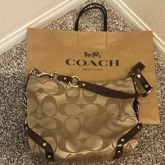 Coach Brown and Tan Signature Shoulder Bag - Picture 1 of 4